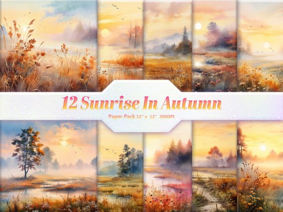 Download Sunrise in Autumn Digital Paper Pack - Paper pack Collection