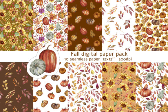 Download Fall Digital Paper Pack Autumn Seamless - Paper pack Collection