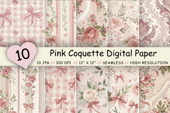 Download Pink Coquette Digital Paper Pack - Paper pack Collection