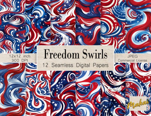 Download US Flag Swirls Seamless Patterns - Premium Resources