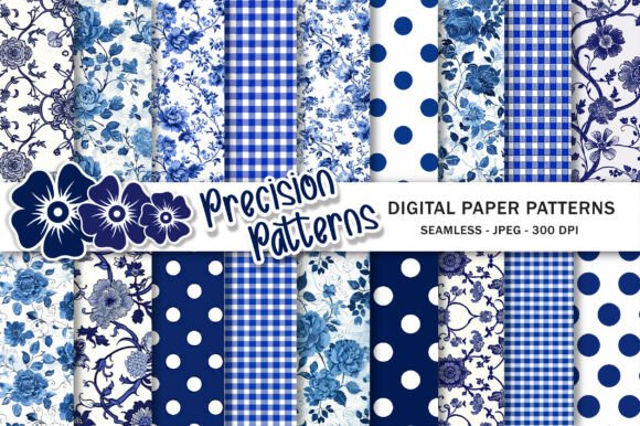 Download Blue Toile Digital Paper Pack, Vintage - Paper pack Collection