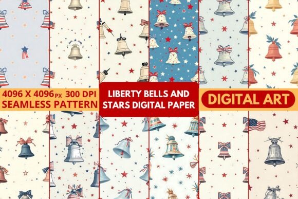 Download Liberty Bells and Stars Digital Paper - Premium Resources