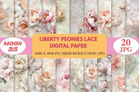 Download Liberty Peonies Lace Digital Paper - Premium Resources