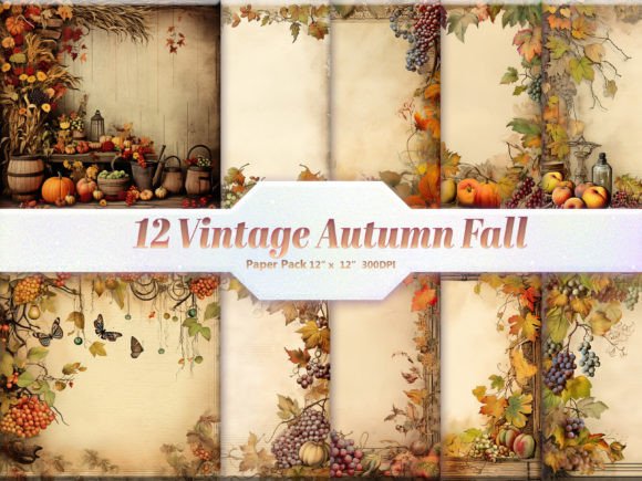 Download Vintage Autumn Fall Digital Paper Pack - Paper pack Collection