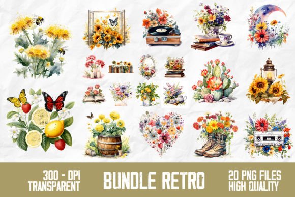 Download Retro Wild Flowers Sublimation Bundle - Wild flowers sublimation Collection
