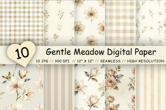 Download Gentle Meadow Digital Paper Pack - Paper pack Collection