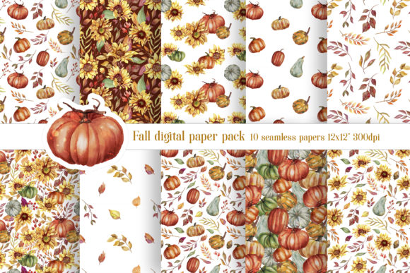 Download Fall Digital Paper Pack Autumn Seamless - Paper pack Collection